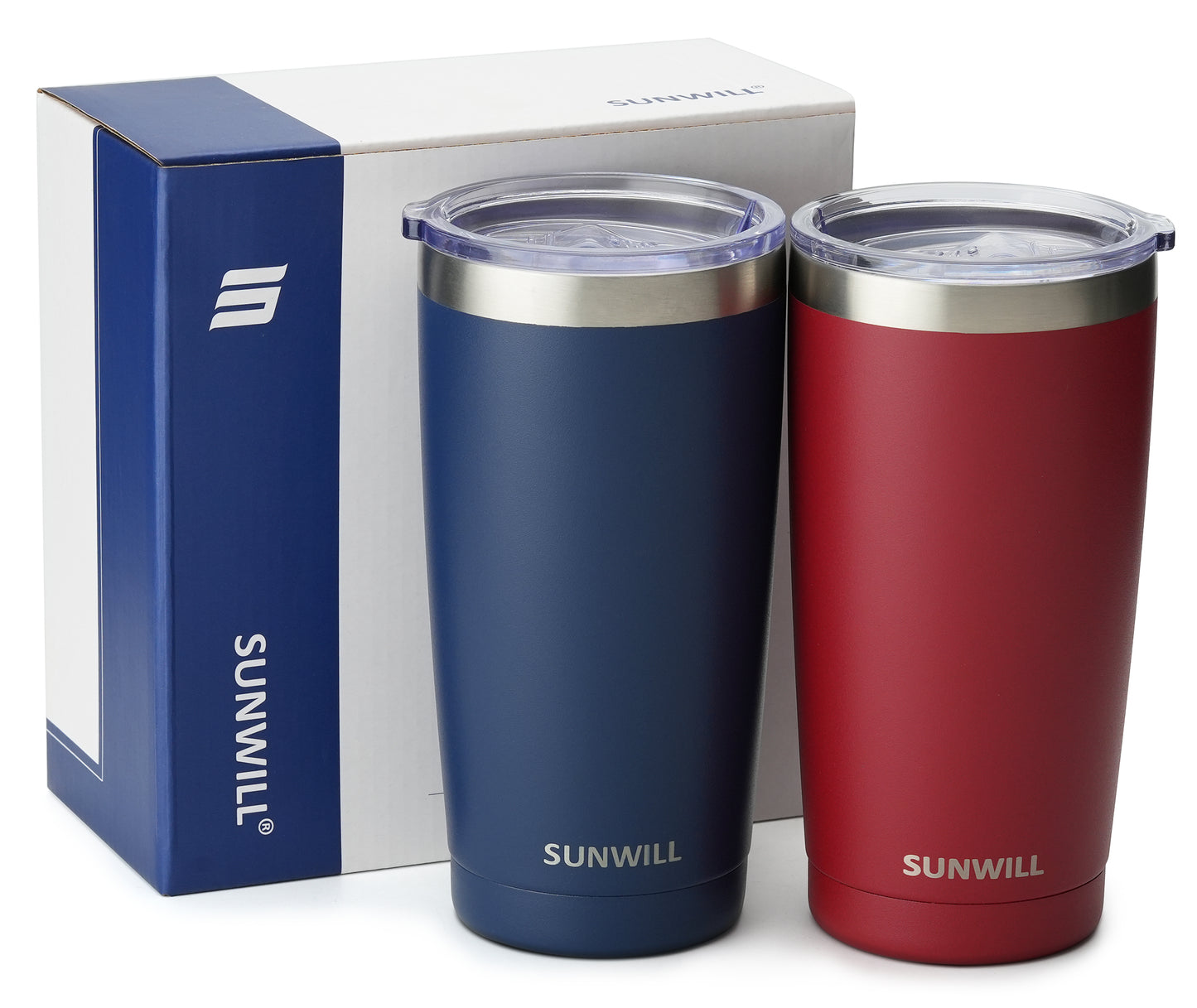 20oz Travel Tumbler With Sliding Lid - Powder Coated Wine & Navy