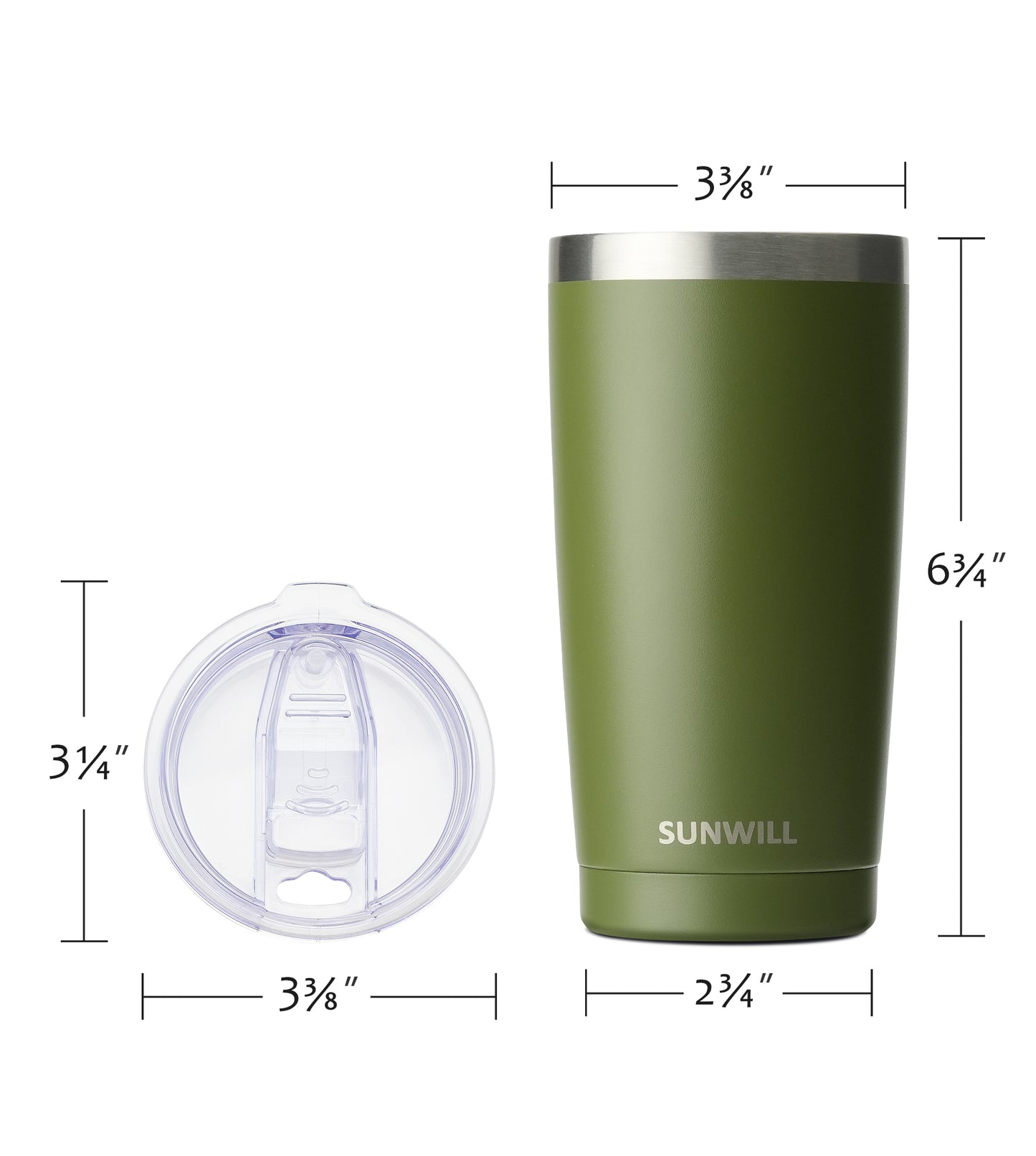 20oz Travel Tumbler With Sliding Lid - Powder Coated Olive