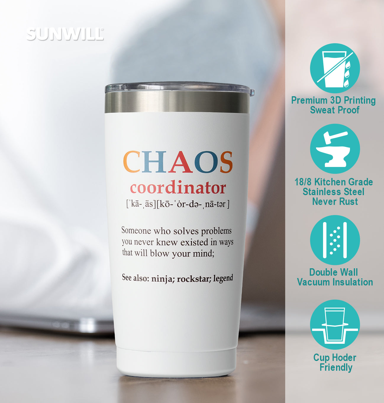 Chaos Coordinator -20oz White Tumbler