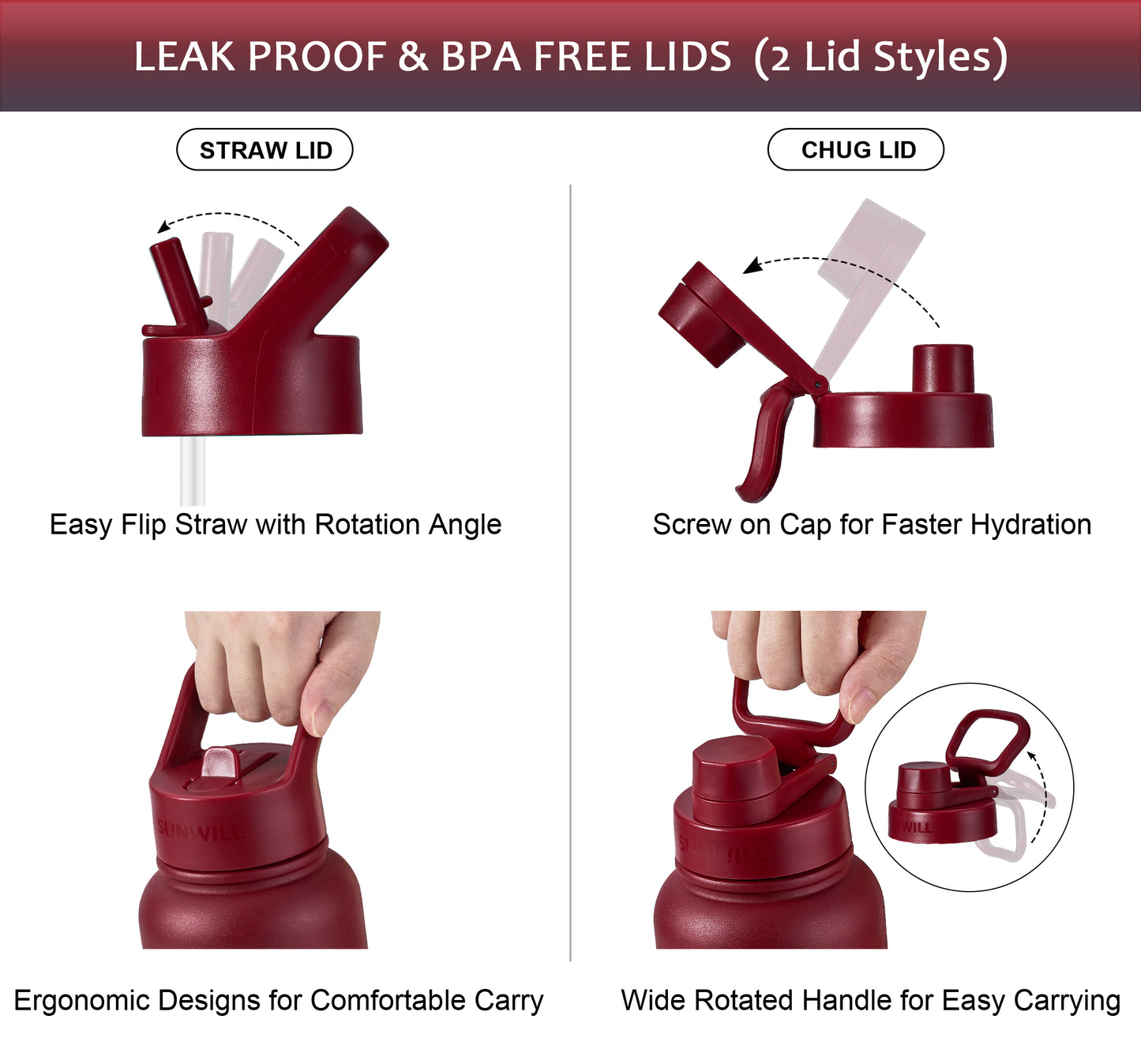 22oz Insulated Water Bottle with Straw - Powder Coated Berry Fruit
