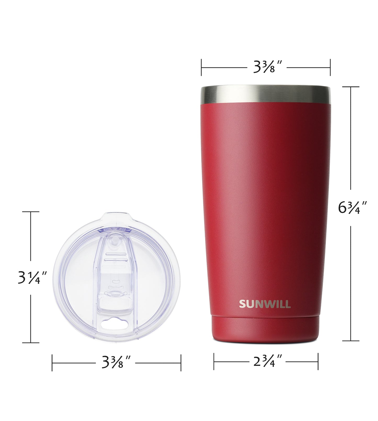20oz Travel Tumbler With Sliding Lid - Wine Powder Coated