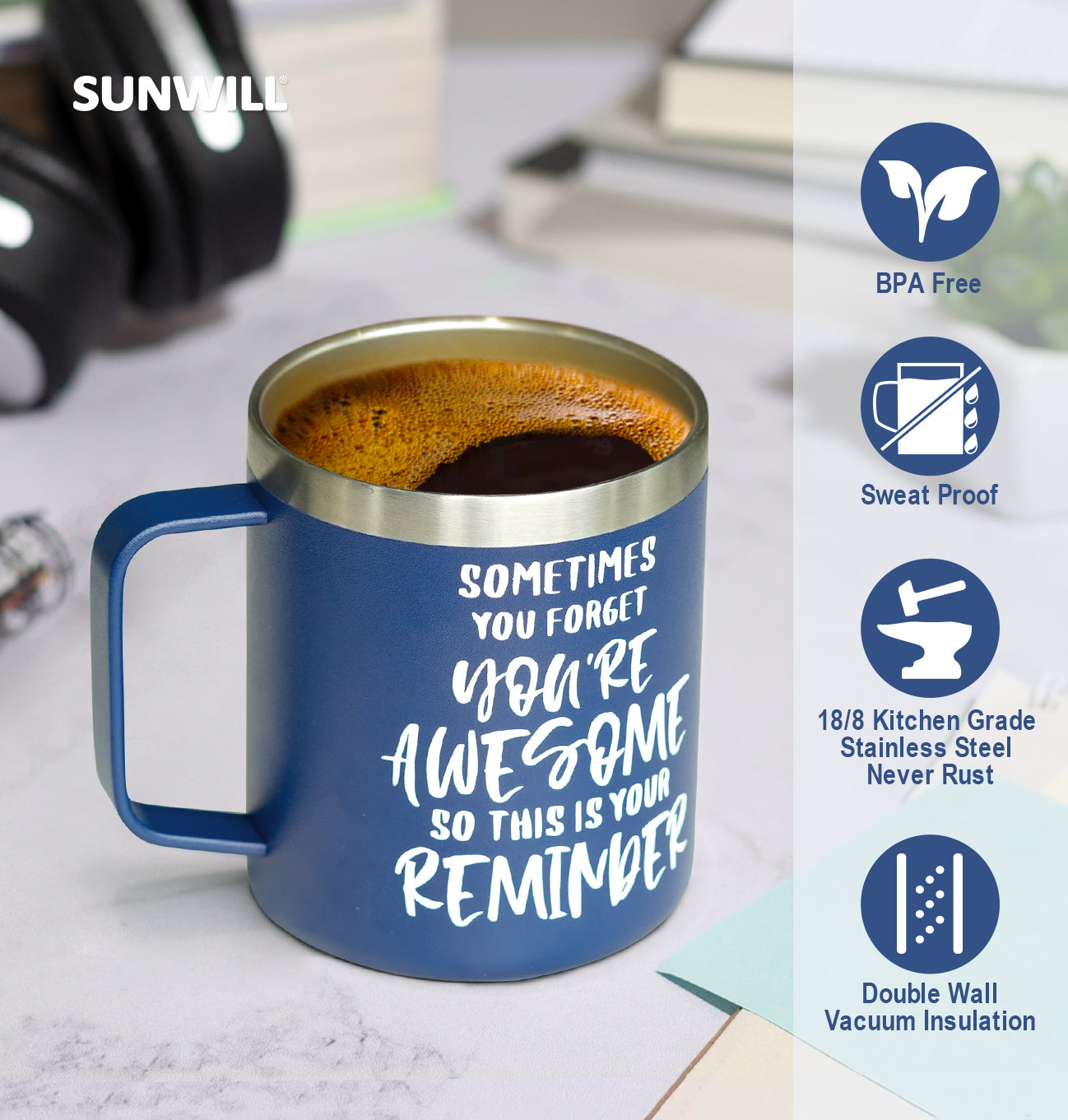 Sometimes You forget You're Awesome -14oz Navy Mug