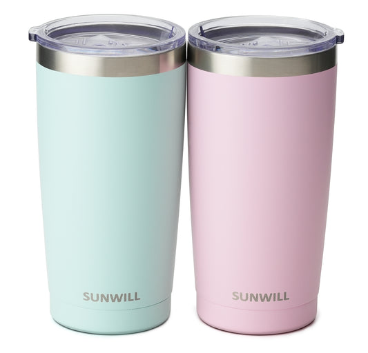 20oz Travel Tumbler With Sliding Lid - Powder Coated Sakura & Mint