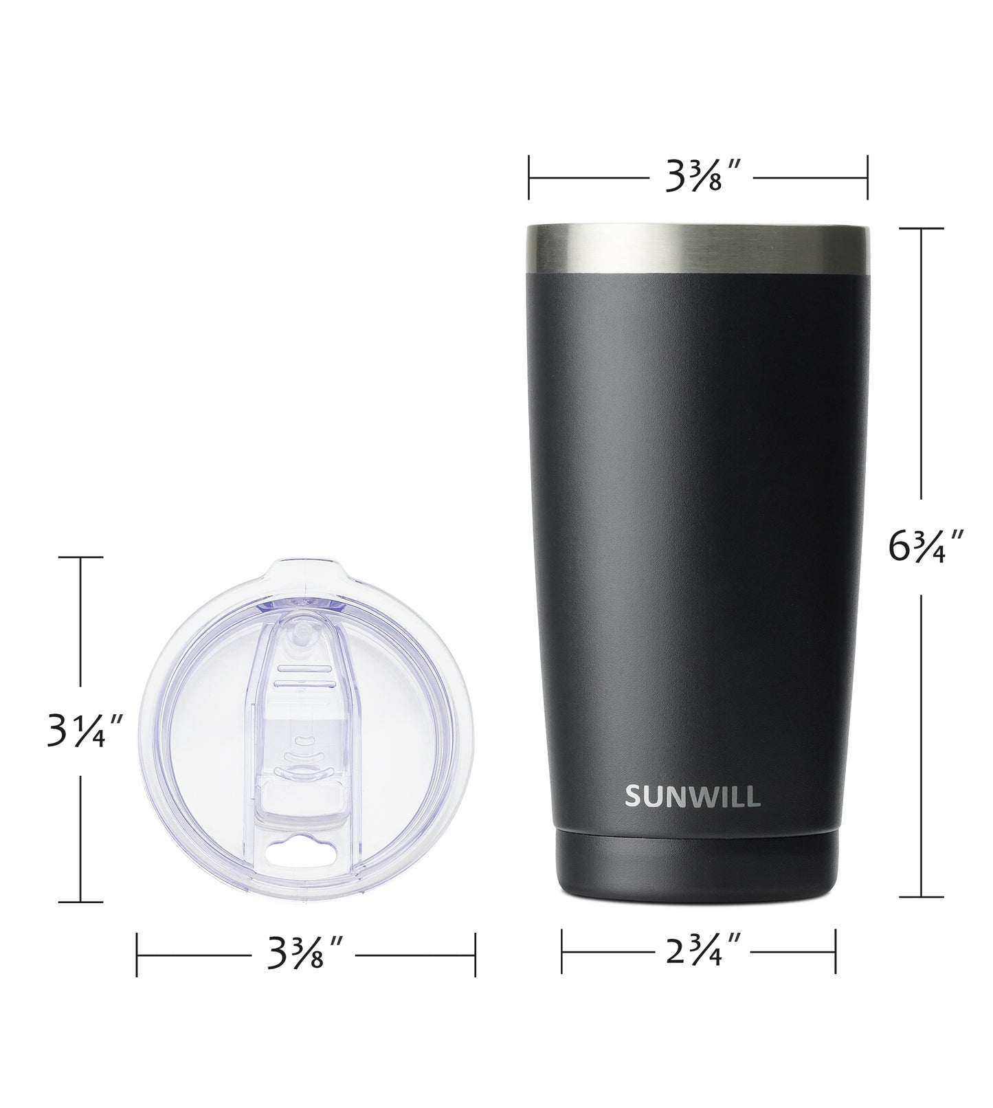 20oz Travel Tumbler With Sliding Lid - Powder Coated Black