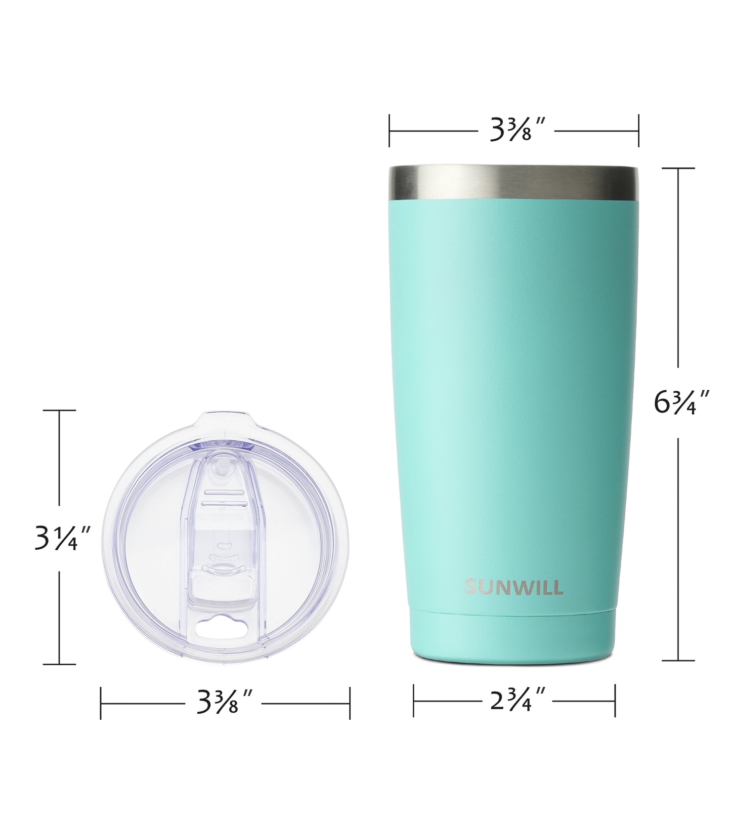 20oz Travel Tumbler With Sliding Lid - Teal Powder Coated