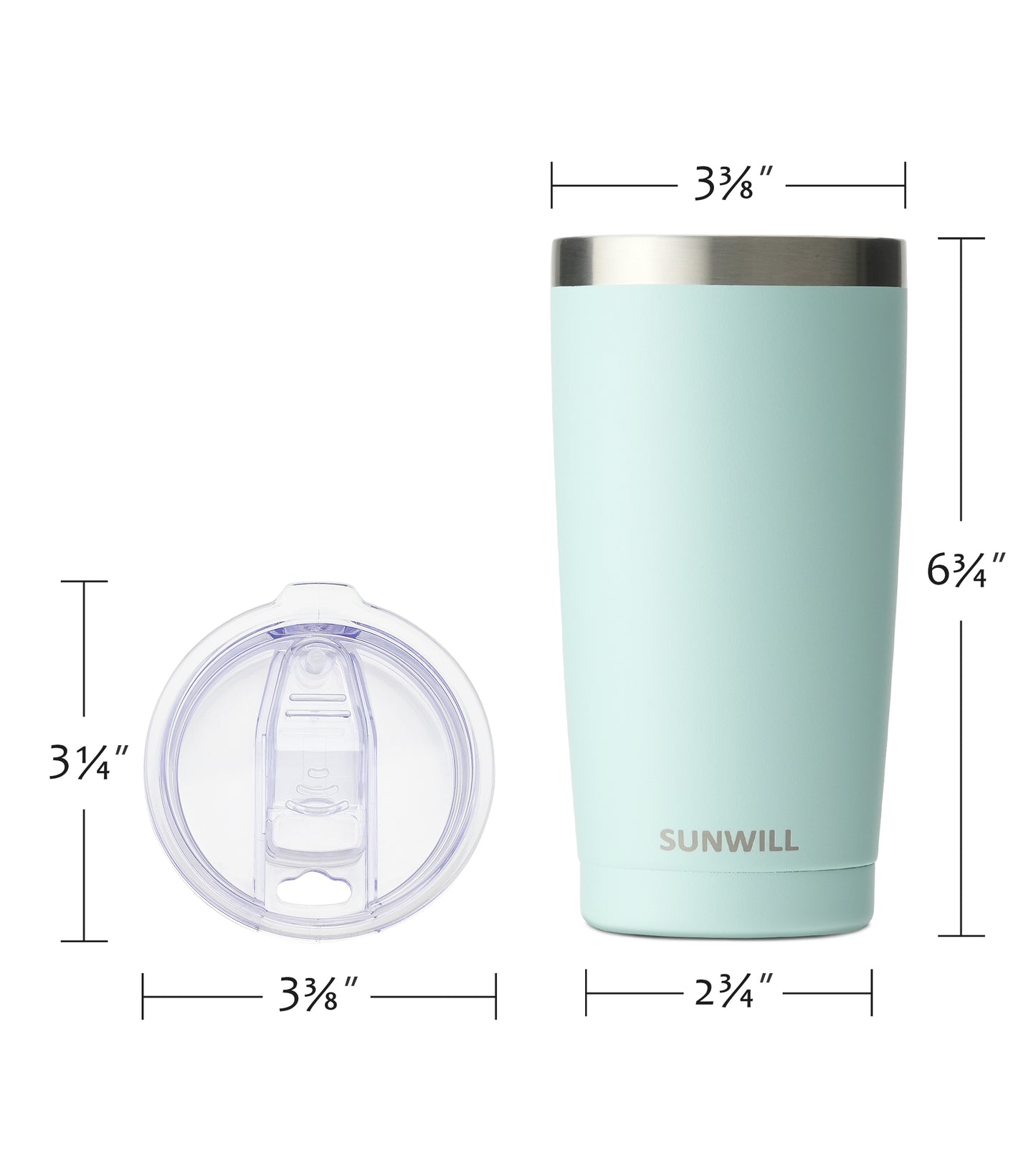 20oz Travel Tumbler With Sliding Lid - Powder Coated Mint