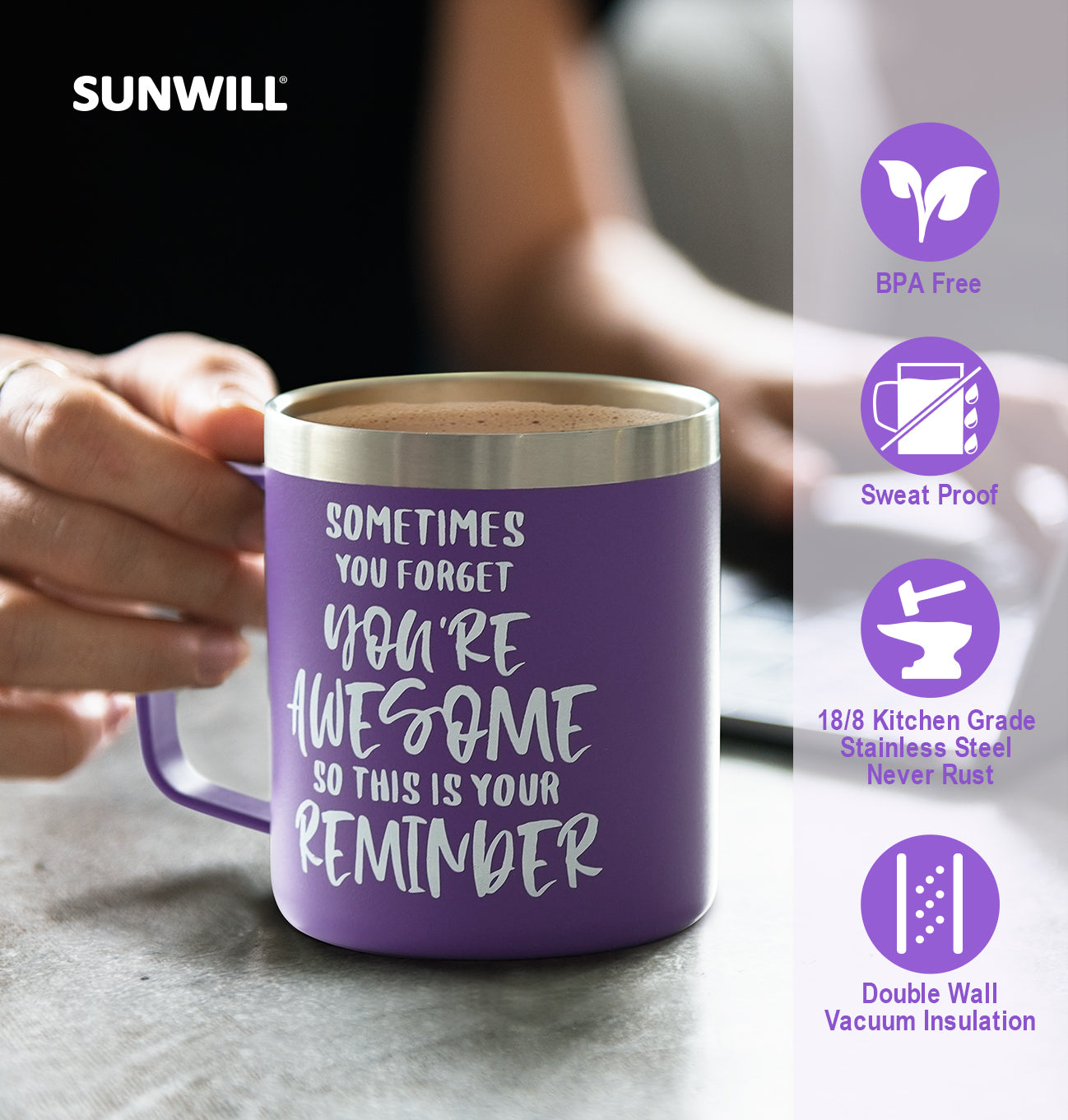 Sometimes You forget You're Awesome -14oz Purple Mug