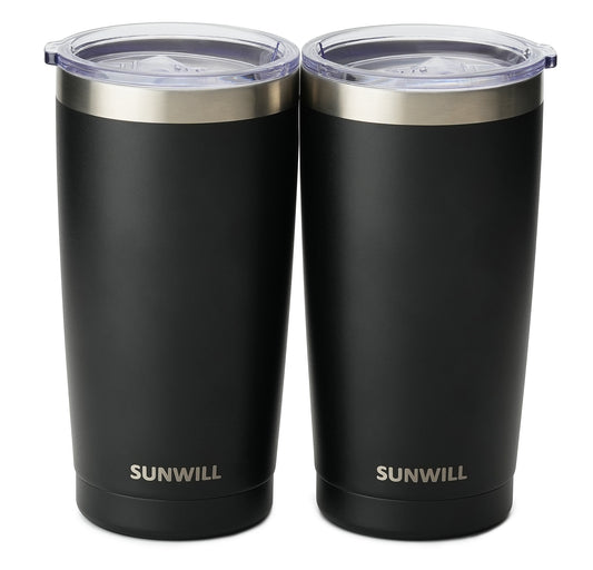 20oz Travel Tumbler With Sliding Lid - Powder Coated Black