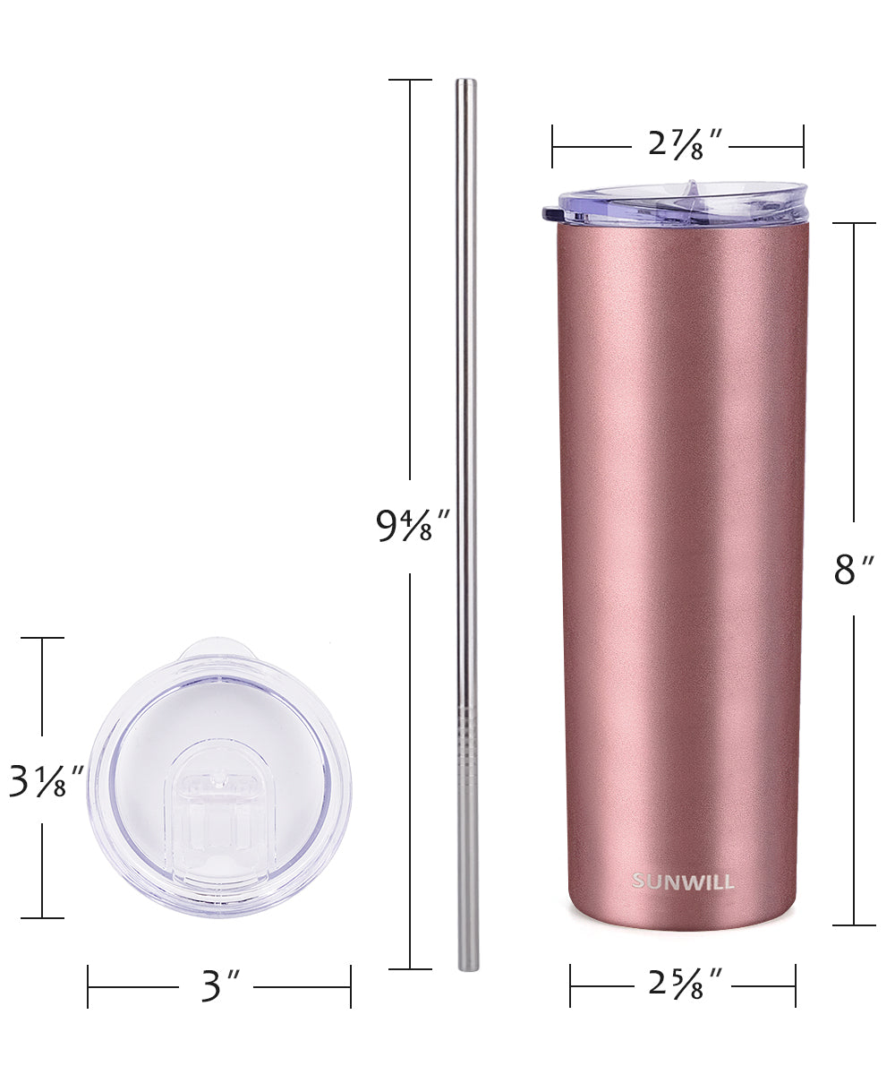 20oz Skinny Tumbler With Straw and Lid - Rose Gold