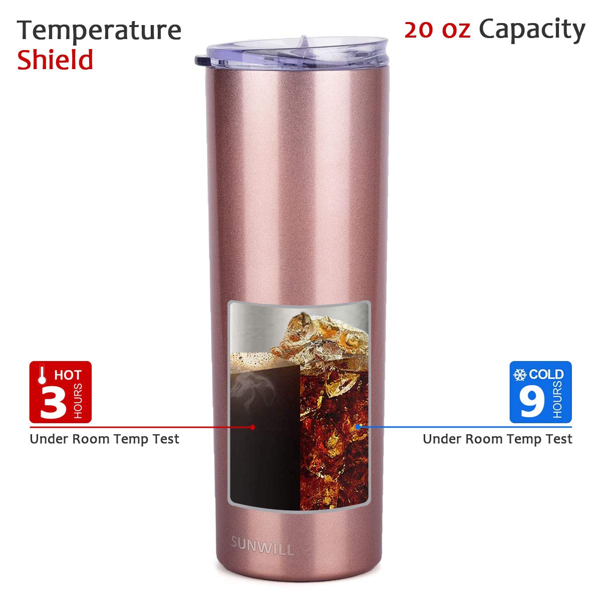 20oz Skinny Tumbler With Straw and Lid - Rose Gold