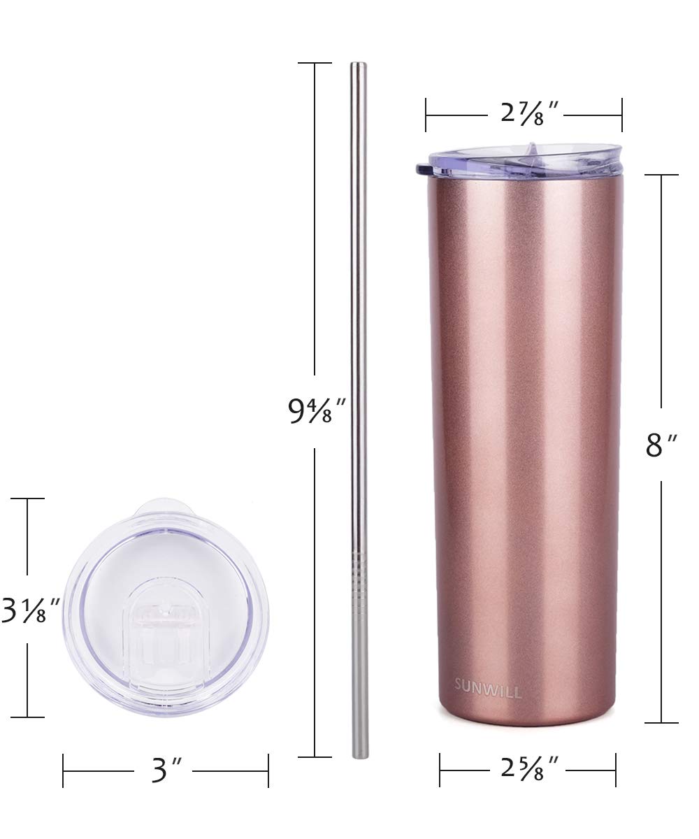 20oz Skinny Tumbler With Straw and Lid - Rose Gold