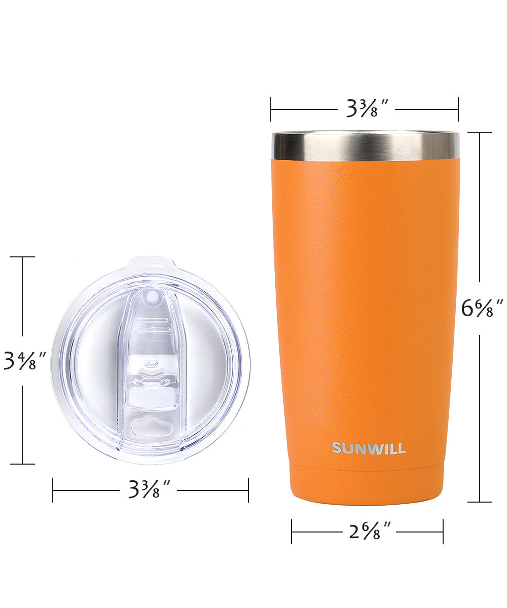 20oz Travel Tumbler With Sliding Lid - Powder Coated Orange