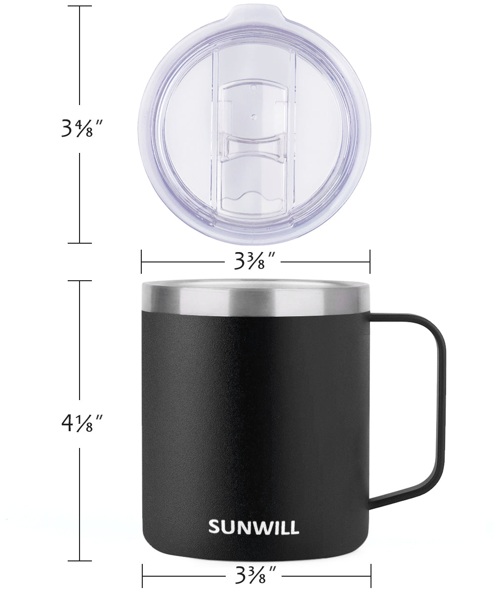 14oz Coffee Mug With Sliding Lid - Powder Coated Black
