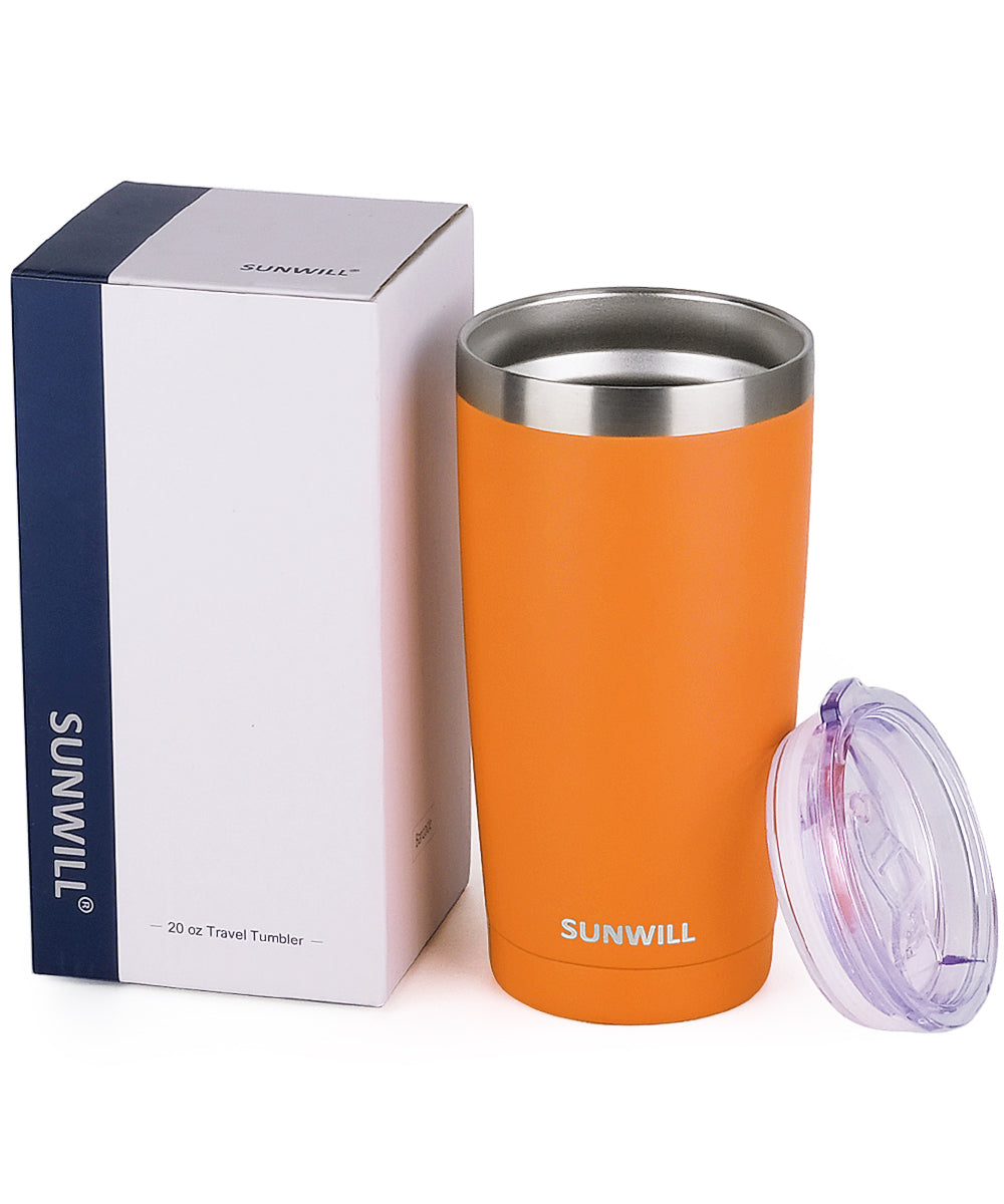 20oz Travel Tumbler With Sliding Lid - Powder Coated Orange