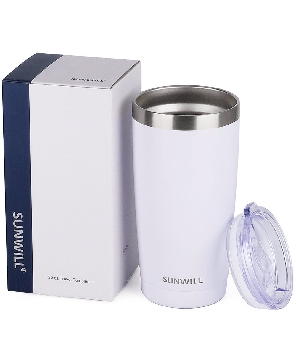 20oz Travel Tumbler With Sliding Lid - Powder Coated White