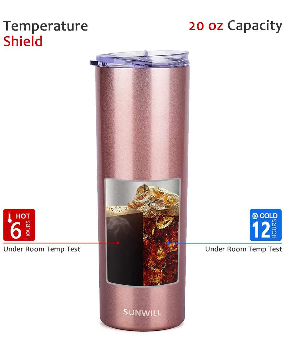 20oz Skinny Tumbler With Straw and Lid - Rose Gold