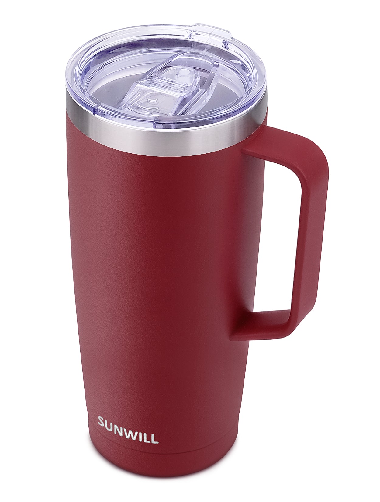 24oz Coffee Travel Mug With Sliding Lid Powder Coated Wine Red SunwillBiz
