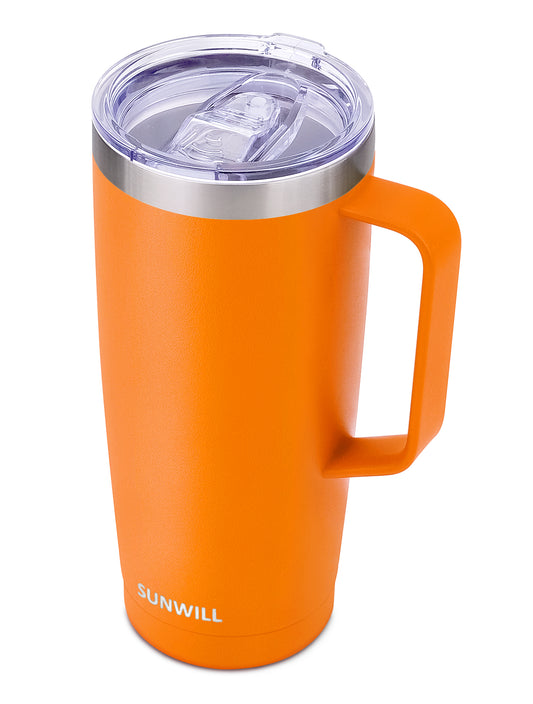 24oz Coffee Travel Mug With Sliding Lid - Powder Coated Orange