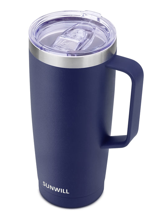 24oz Coffee Travel Mug With Sliding Lid - Powder Coated Navy Blue