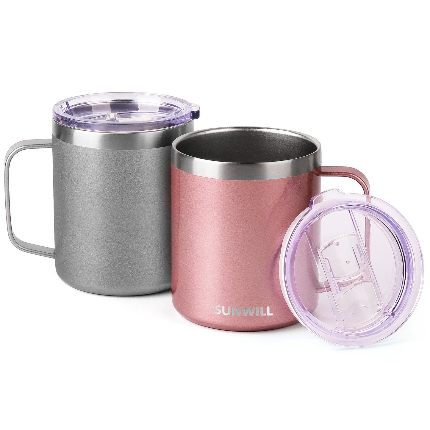 14oz Coffee Mug With Sliding Lid - Cool Grey & Rose Gold