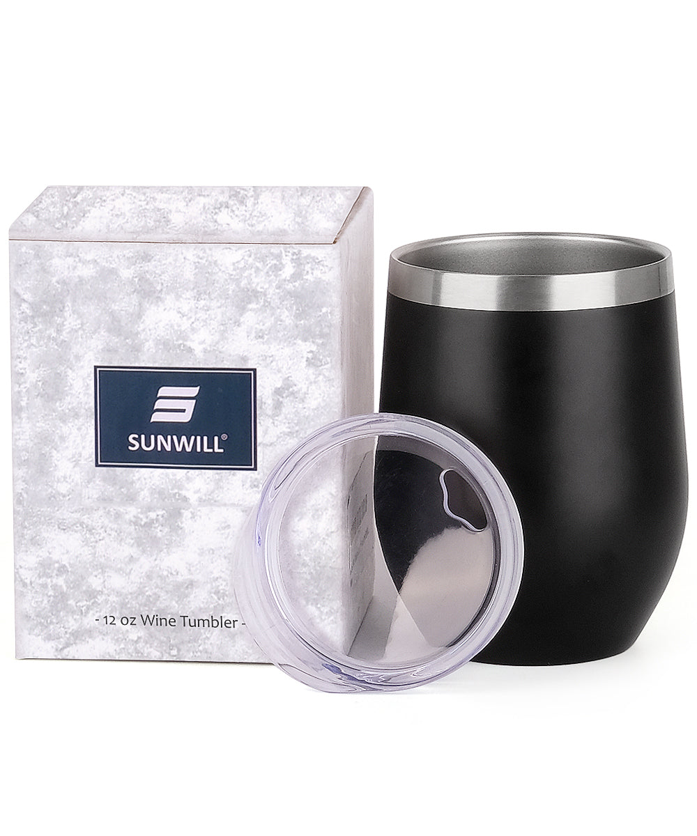 12oz Wine Tumbler With Lid - Black