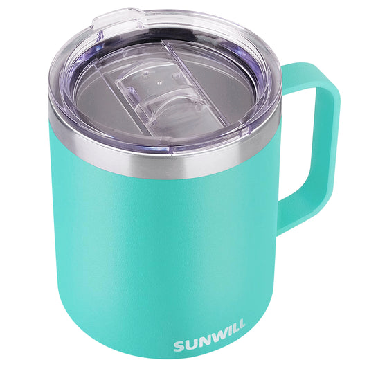14oz Coffee Mug With Sliding Lid - Powder Coated Teal