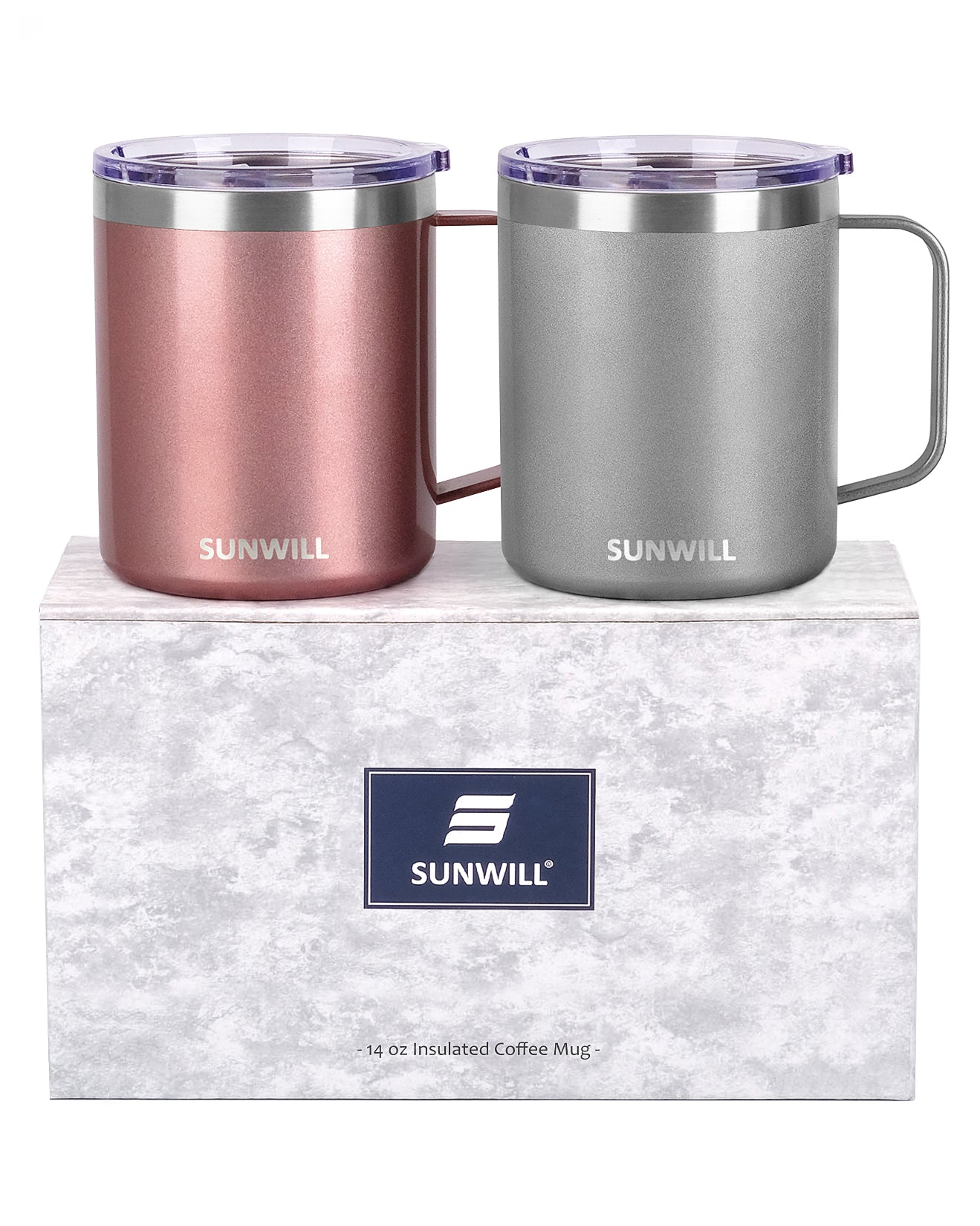 14oz Coffee Mug With Sliding Lid - Cool Grey & Rose Gold