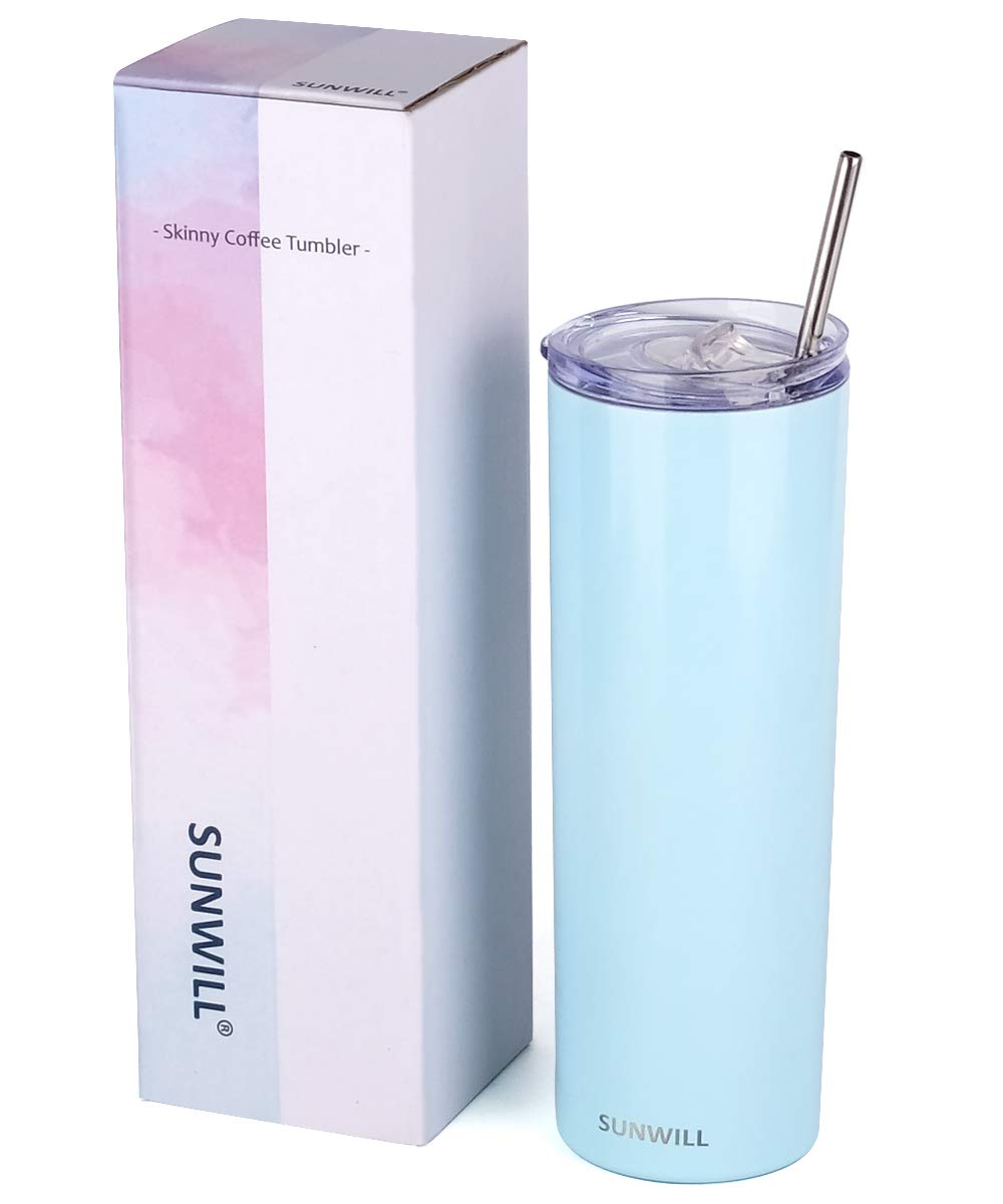 20oz Skinny Tumbler With Straw and Lid - Pearl Blue
