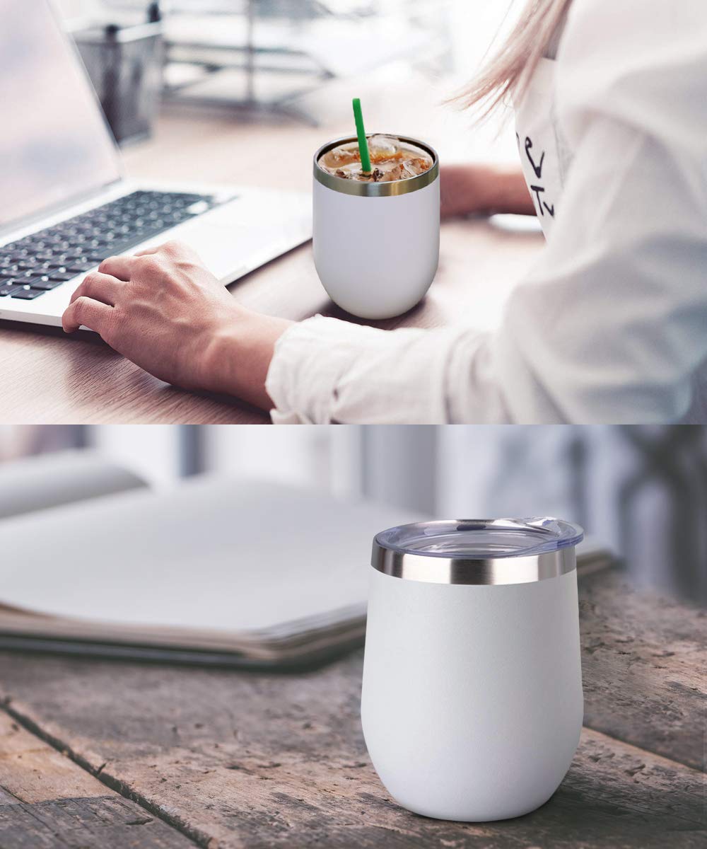 12oz Wine Tumbler With Lid - White