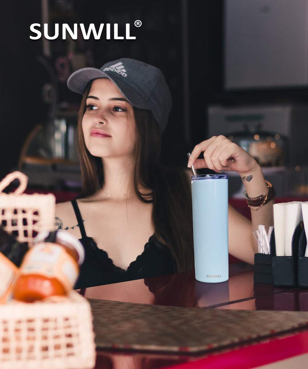 20oz Skinny Tumbler With Straw and Lid - Pearl Blue