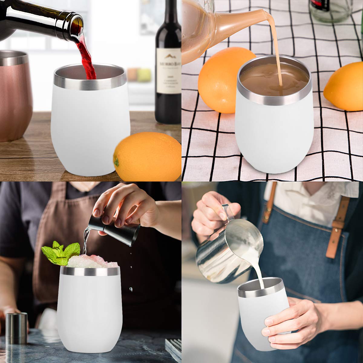 12oz Wine Tumbler With Lid - White