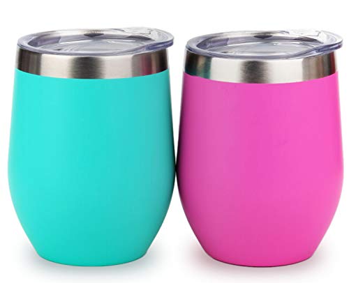 12oz Wine Tumbler With Lid - Teal & Magenta