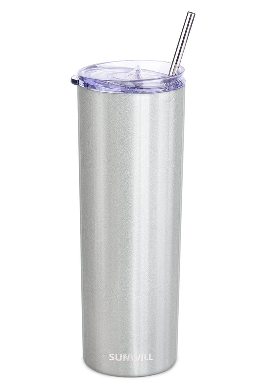 20oz Skinny Tumbler With Straw and Lid - Silver