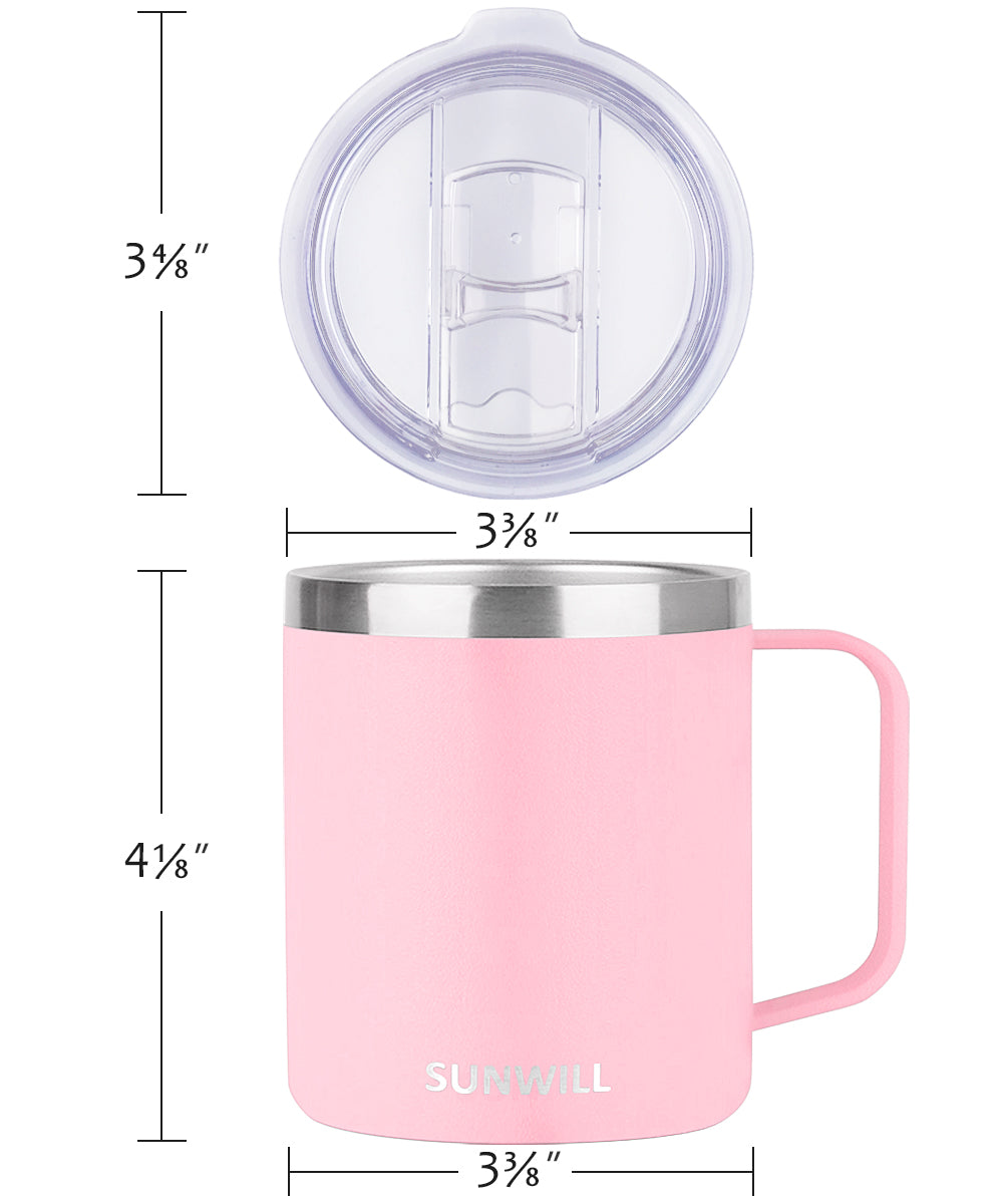 14oz Coffee Mug With Sliding Lid - Powder Coated Sakura & Mint
