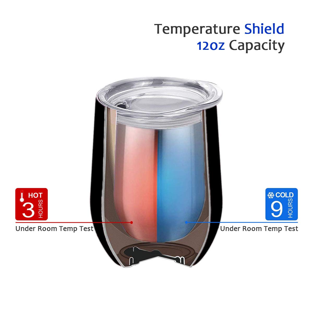 12oz Wine Tumbler With Lid - Black