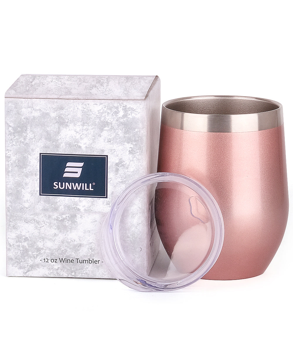 12oz Wine Tumbler With Lid - Rose Gold