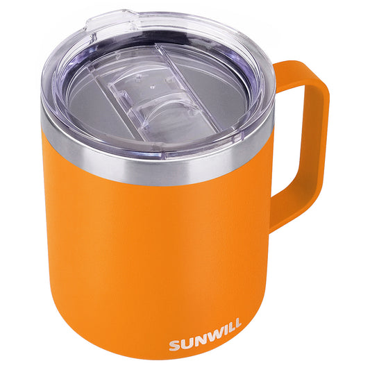 14oz Coffee Mug With Sliding Lid - Powder Coated Orange