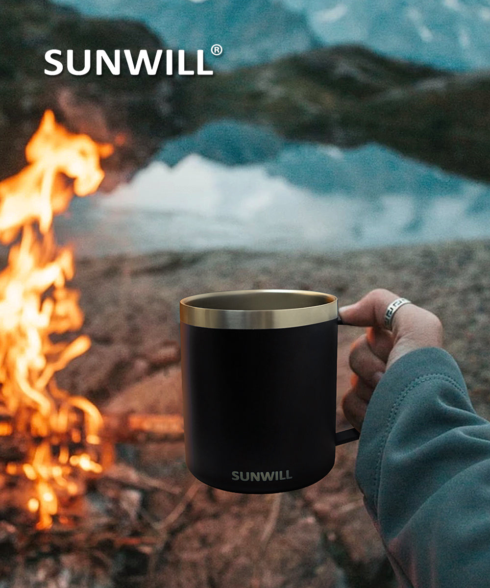 14oz Coffee Mug With Sliding Lid - Powder Coated Black