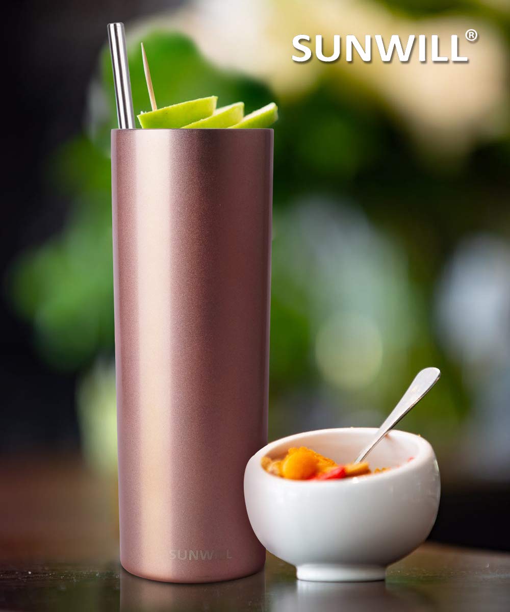 20oz Skinny Tumbler With Straw and Lid - Rose Gold