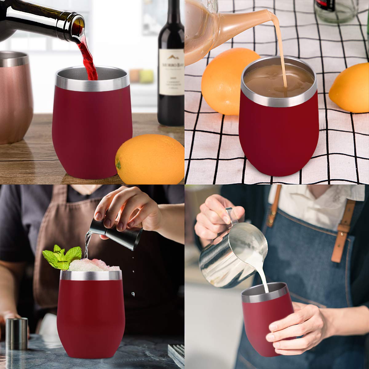 12oz Wine Tumbler With Lid - Wine Red