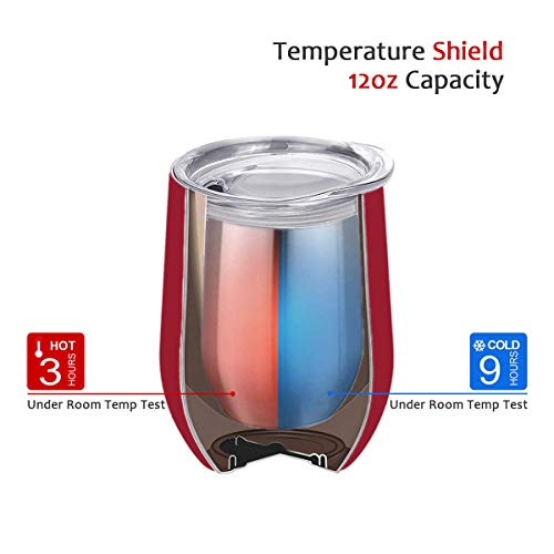 12oz Wine Tumbler With Lid - Navy Blue & Wine Red