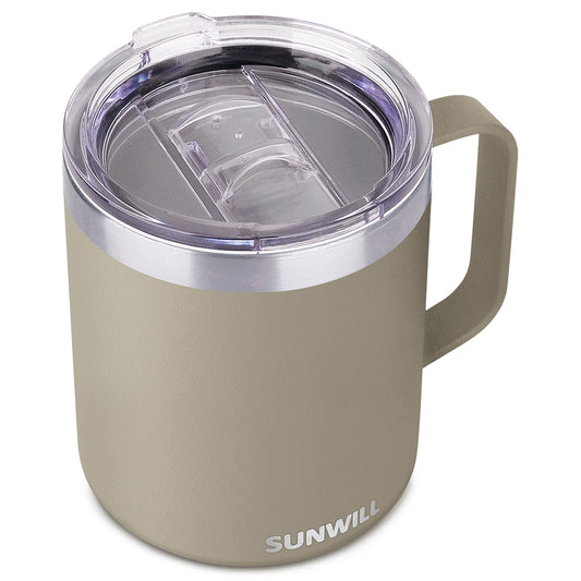 14oz Coffee Mug With Sliding Lid - Powder Coated Taupe