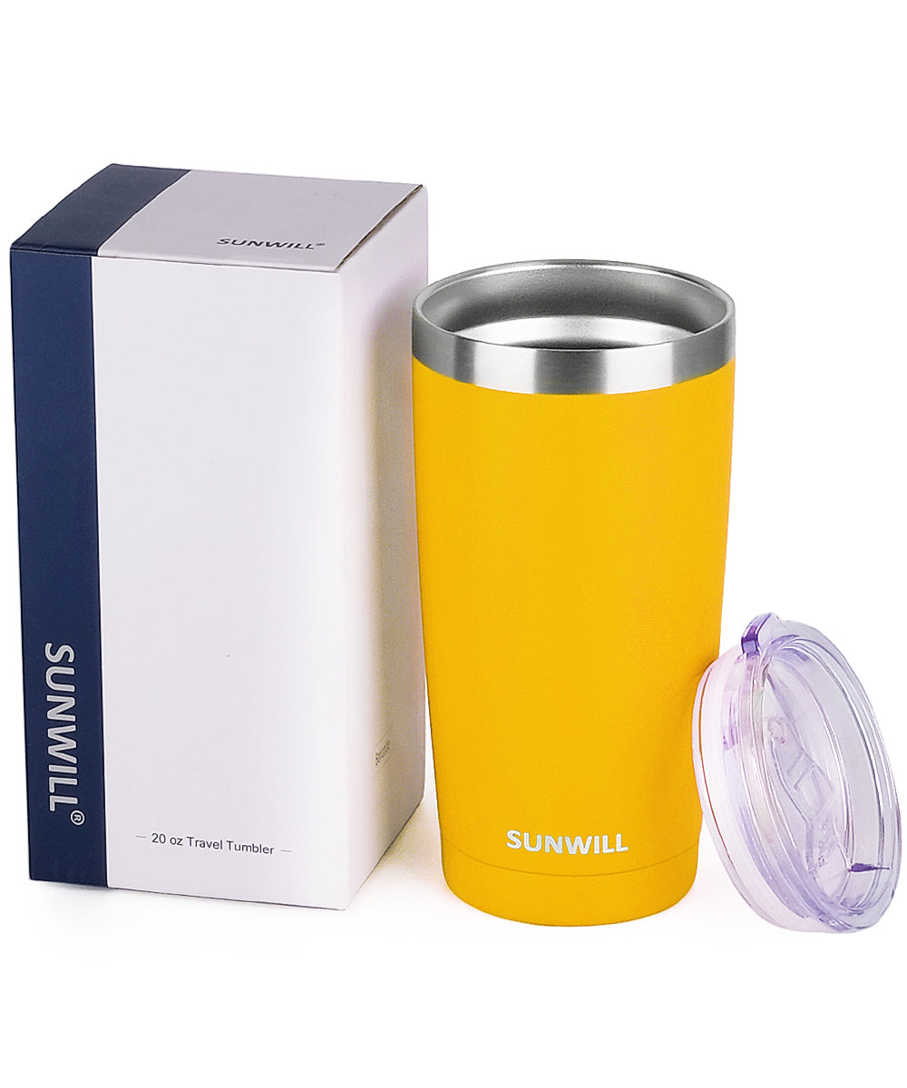 20oz Travel Tumbler With Sliding Lid - Powder Coated Yellow