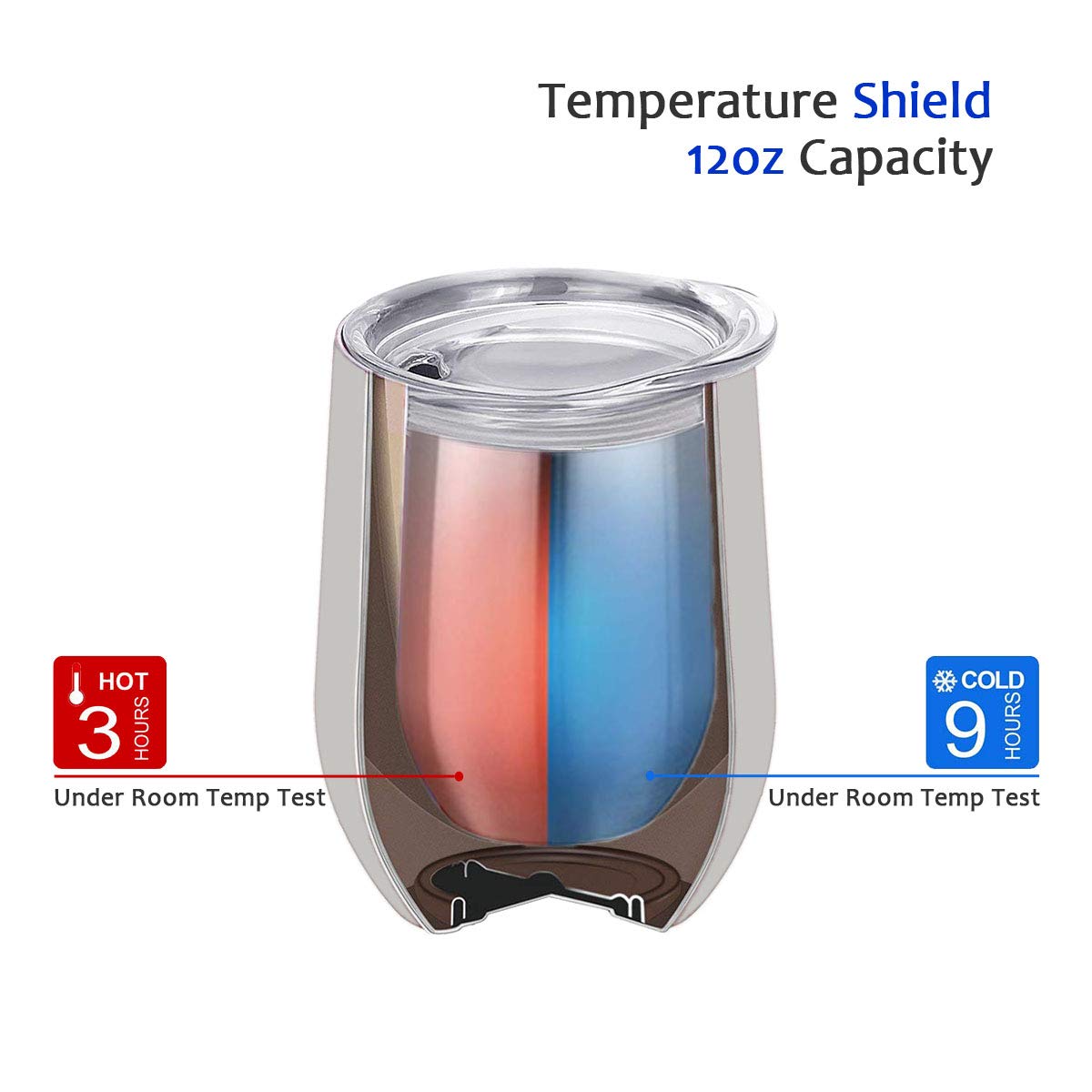 12oz Wine Tumbler With Lid - Silver