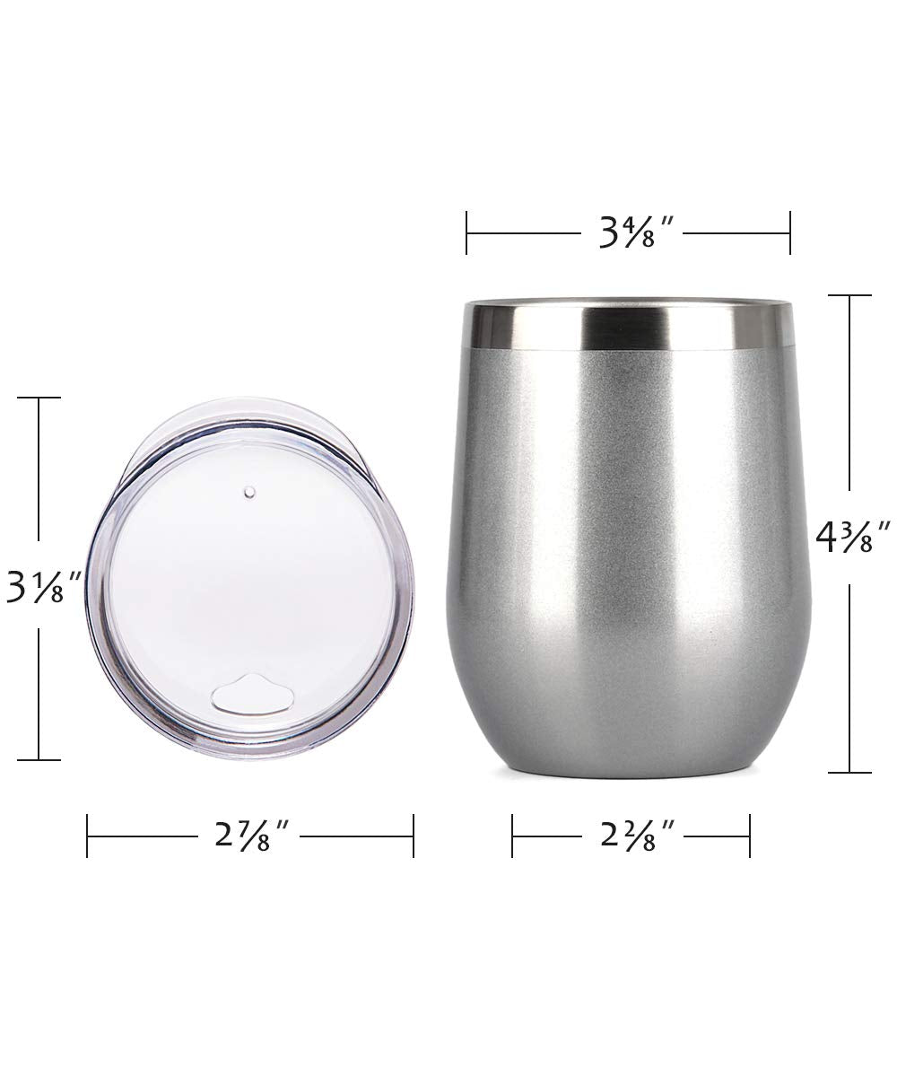 12oz Wine Tumbler With Lid - Silver