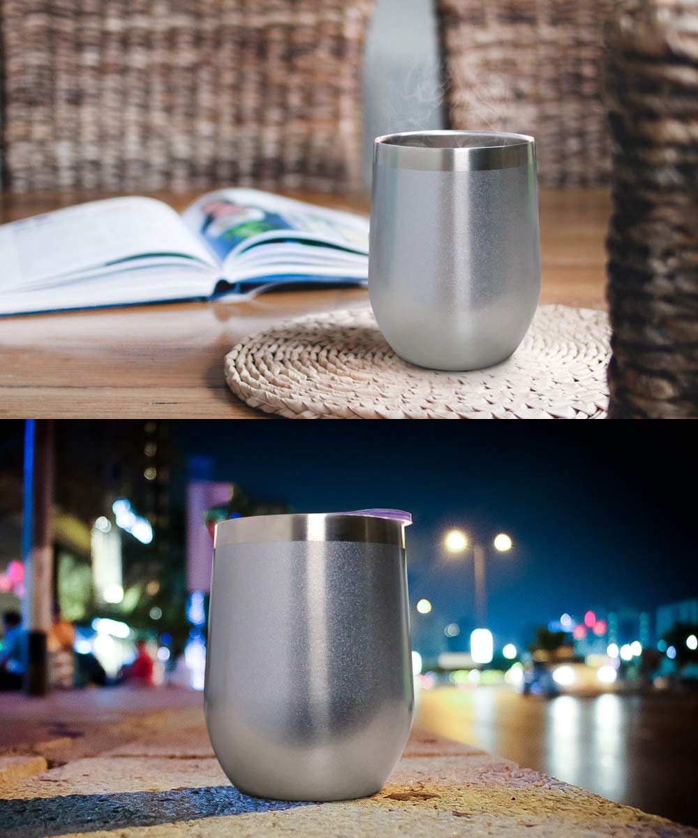 12oz Wine Tumbler With Lid - Silver