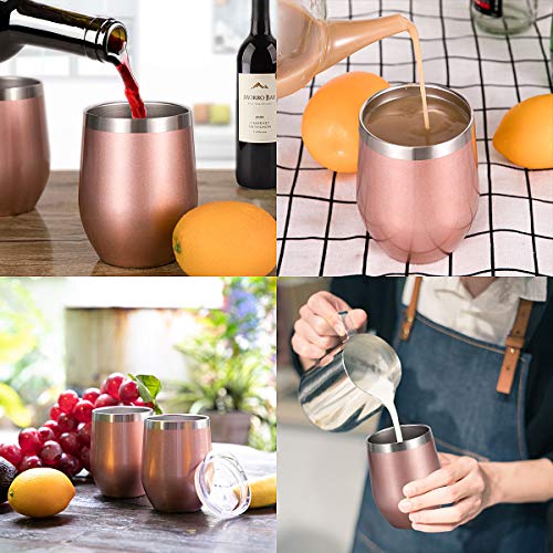 12oz Wine Tumbler With Lid - Rose Gold
