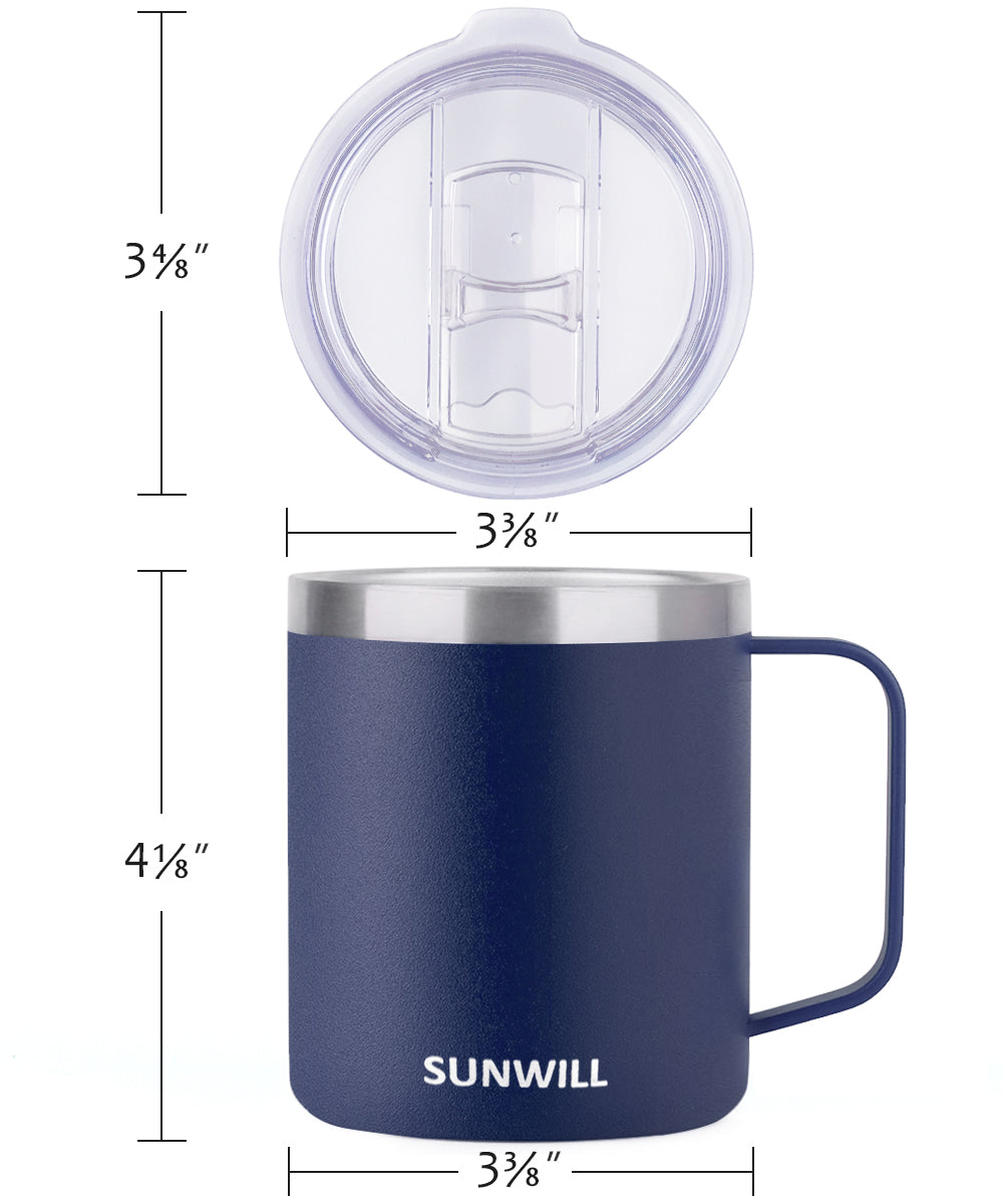 14oz Coffee Mug With Sliding Lid - Powder Coated Navy Blue & Wine Red