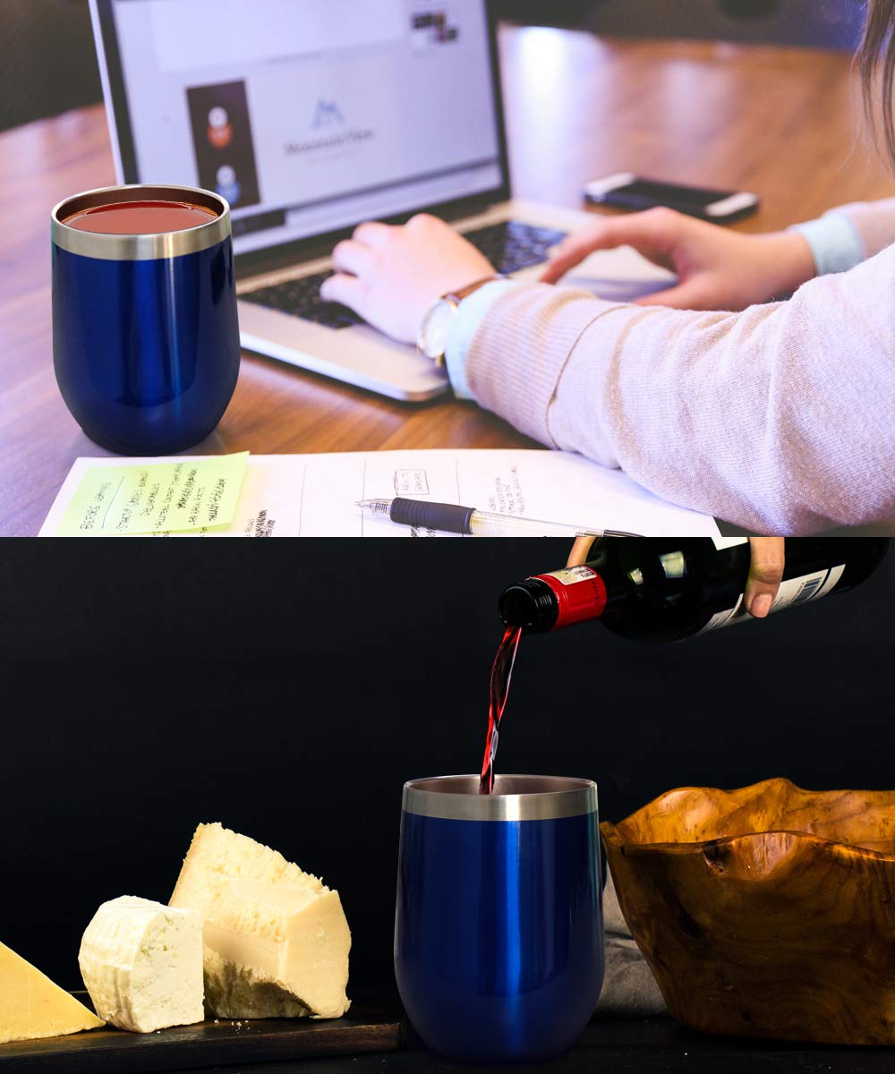 12oz Wine Tumbler With Lid - Glass Blue