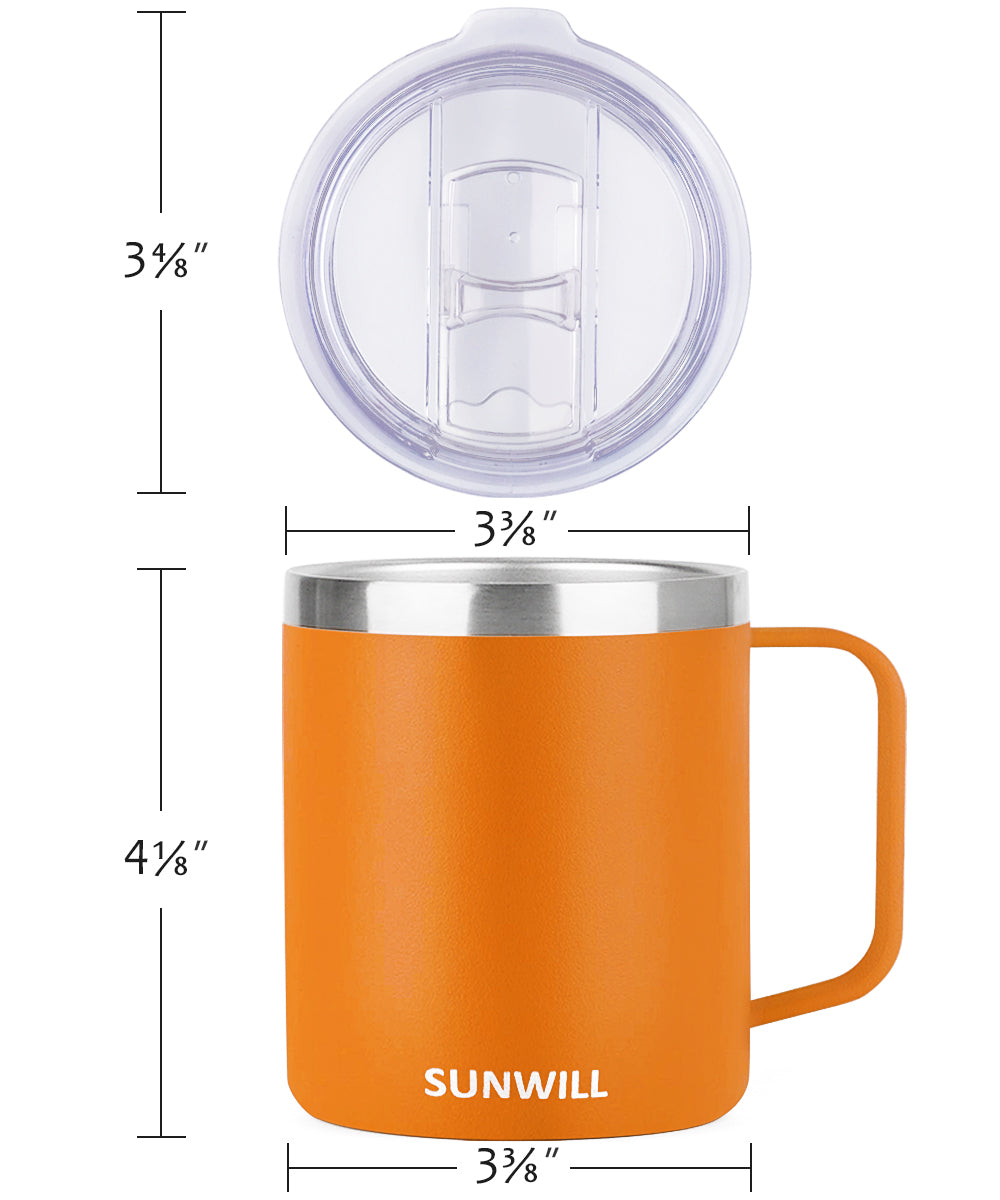 14oz Coffee Mug With Sliding Lid - Powder Coated Teal & Orange